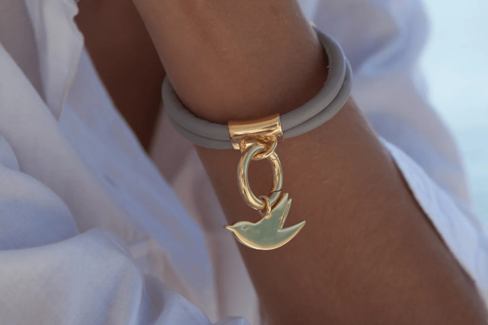 18k gold plated & sterling silver Jewelry BIRD CHARM - gold